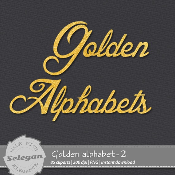 GOLDEN ALPHABET 2 Digital Png Letter Clip Arts With | Etsy