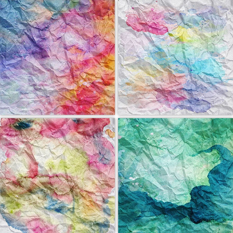 Water Color Paper Pack Crumpled Watercolor Etsy