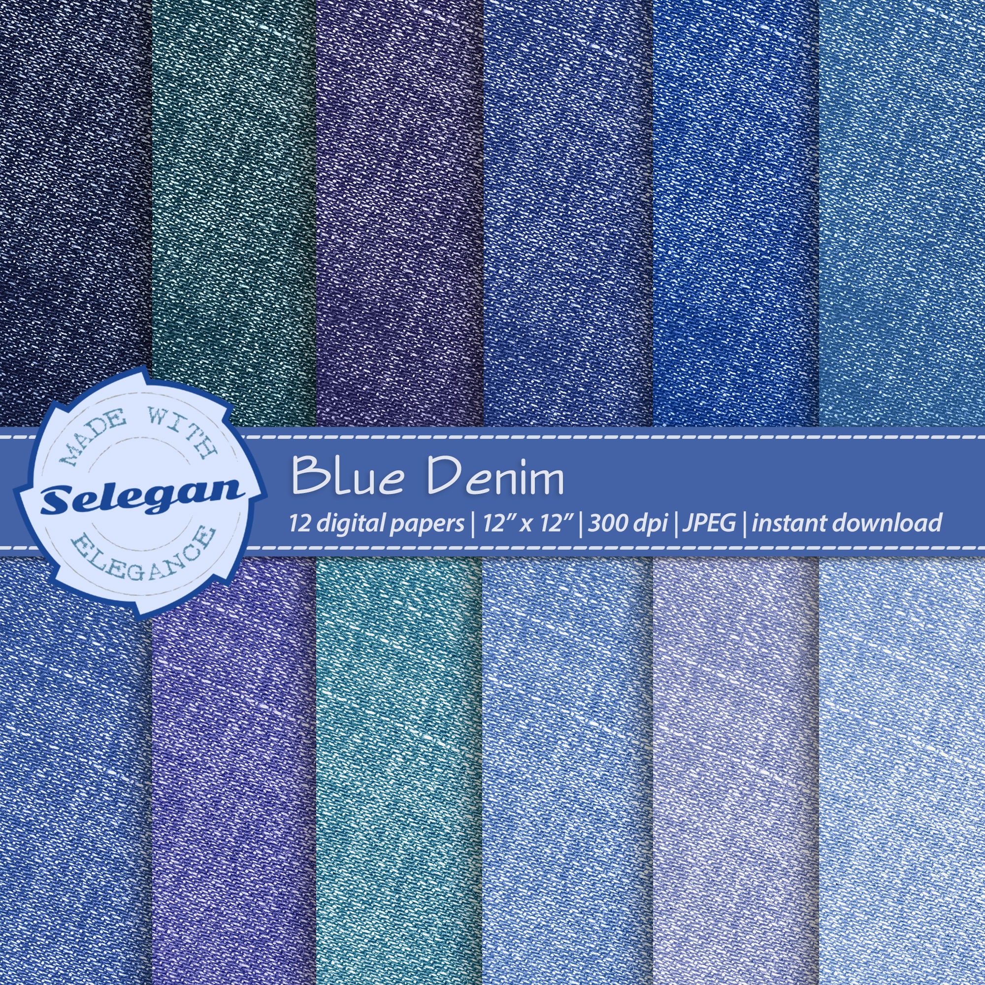 BLUE DENIM Digital Printable Scrapbook Paper 12X12 Jeans Etsy