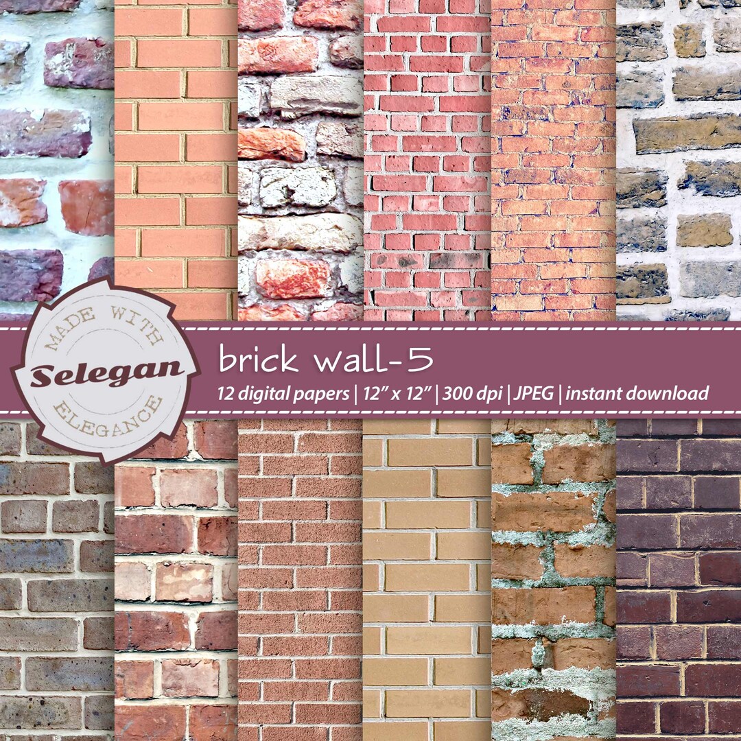 BRICK WALL 5 , Digital Printable Pattern Paper for Scrapbooking ...