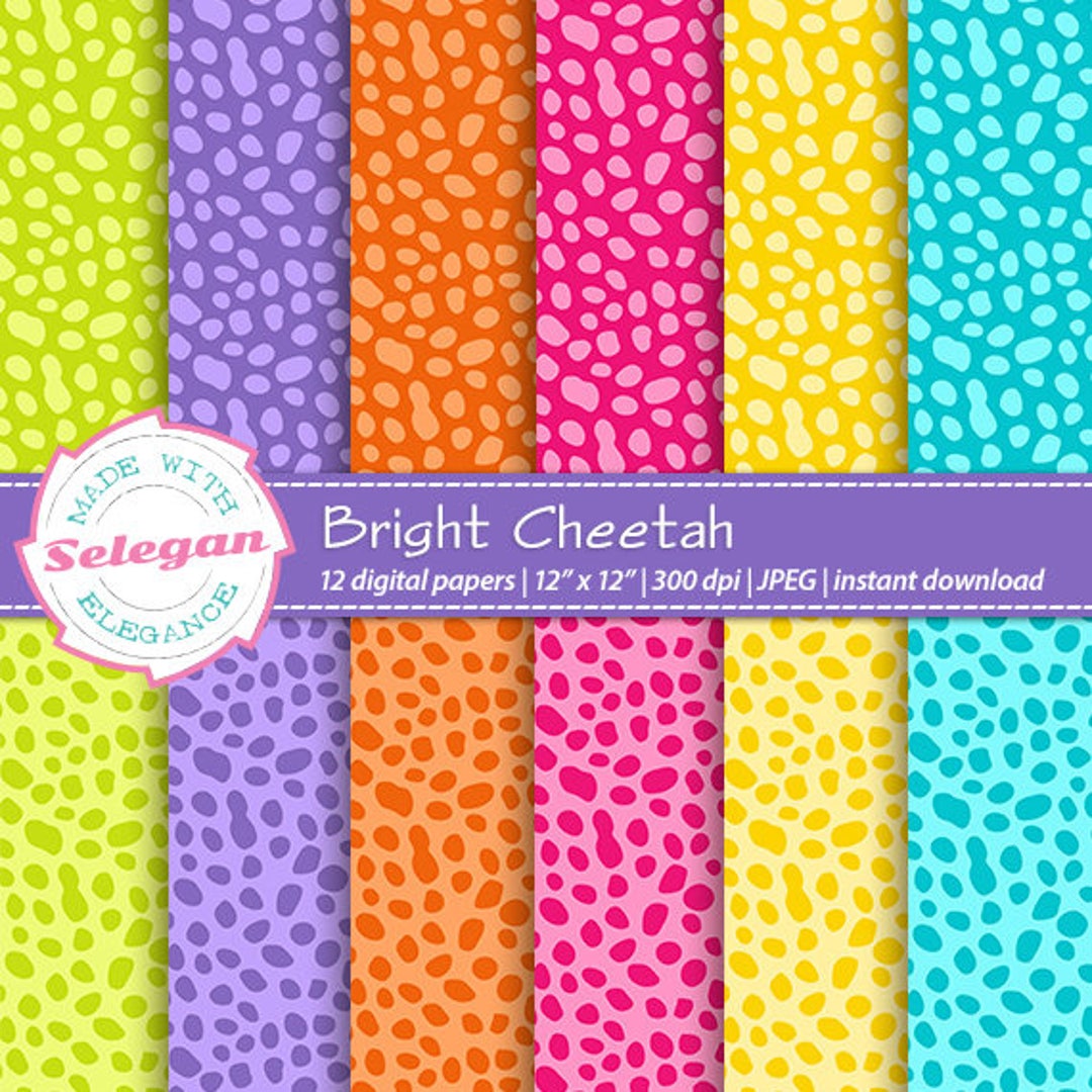 Bright Scrapbook Paper Bright Cheetah Digital - Etsy