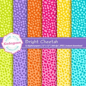 bright scrapbook paper Bright Cheetah digital image 1