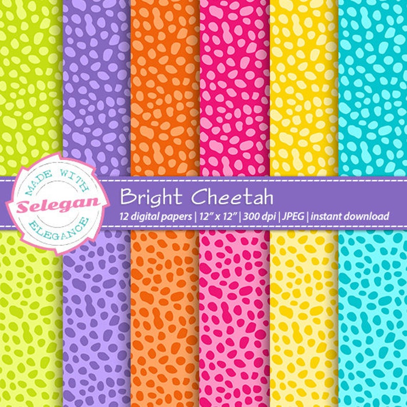bright scrapbook paper Bright Cheetah digital image 1