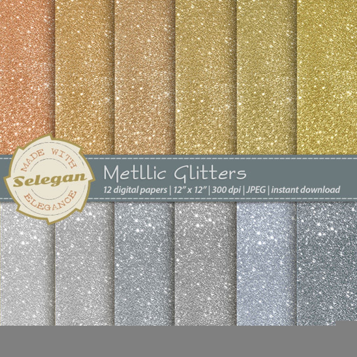 Metallic Glitters Digital Paper Scrapbook Paper 12x12 Etsy