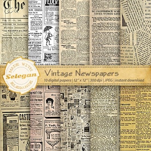 VINTAGE NEWSPAPERS  old journal digital printable scrapbook paper backgrounds