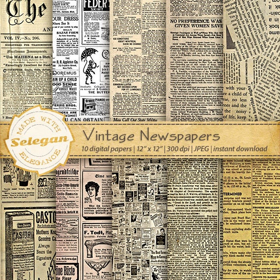 Printable newspaper Vintage Newspapers Digital Etsy