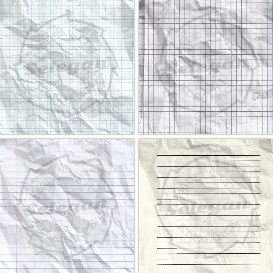 CRUMPLED NOTEBOOK PAPERS Digital Printable Old Wrinkled Etsy