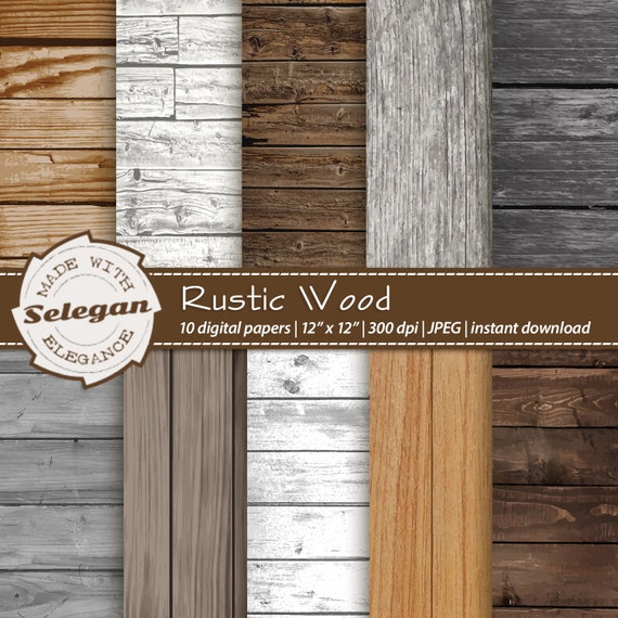 RUSTIC WOODS Digital Scrapbook Paper 12x12 Printable Wooden | Etsy