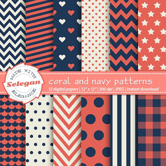 Coral And Navy Background