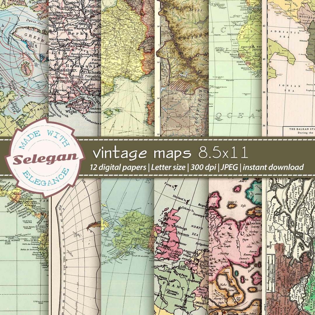 VINTAGE MAPS 8.5X11 Inch Letter Size High Resolution Old Map - Etsy