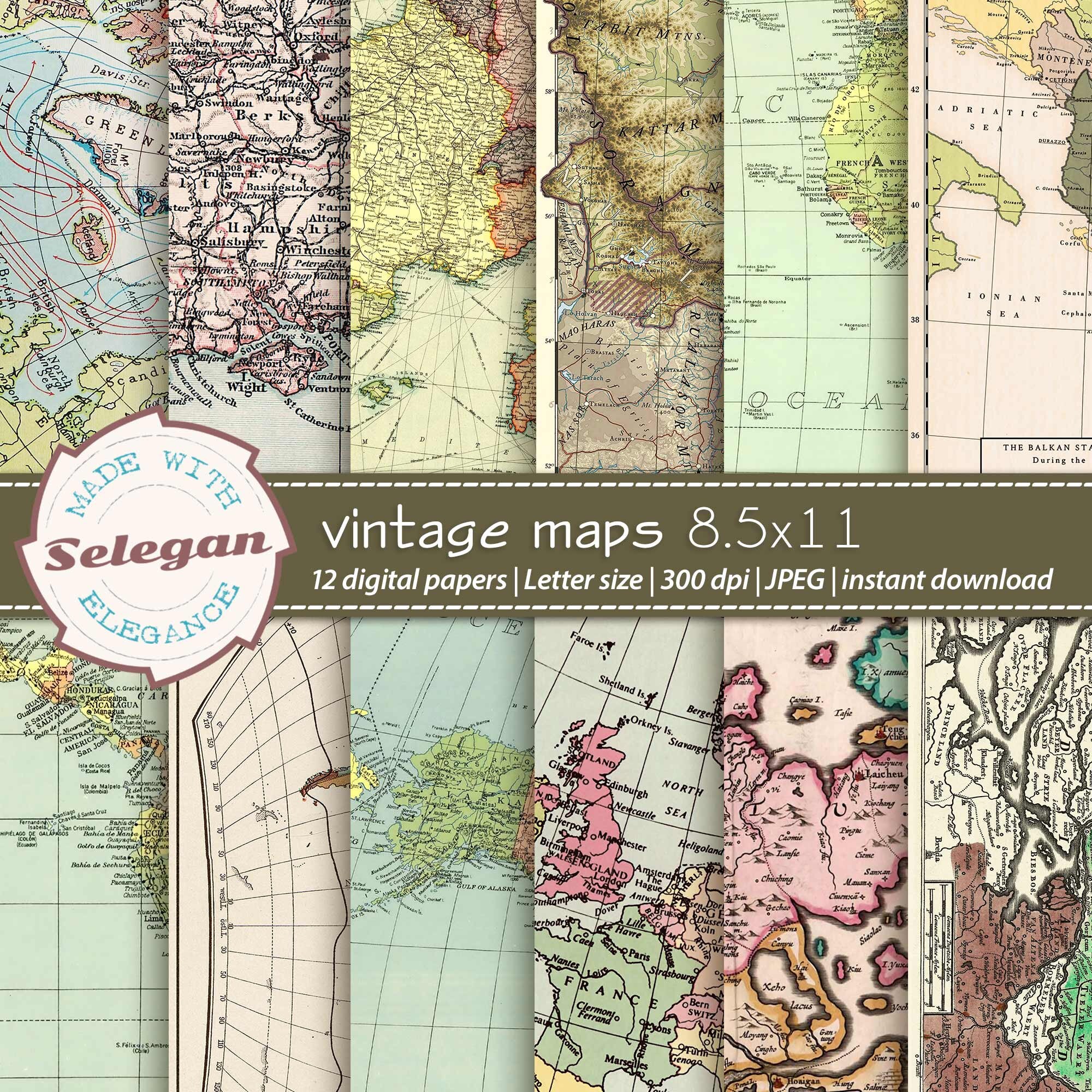 VINTAGE MAPS 8.5X11 Inch Letter Size High Resolution Old Map - Etsy
