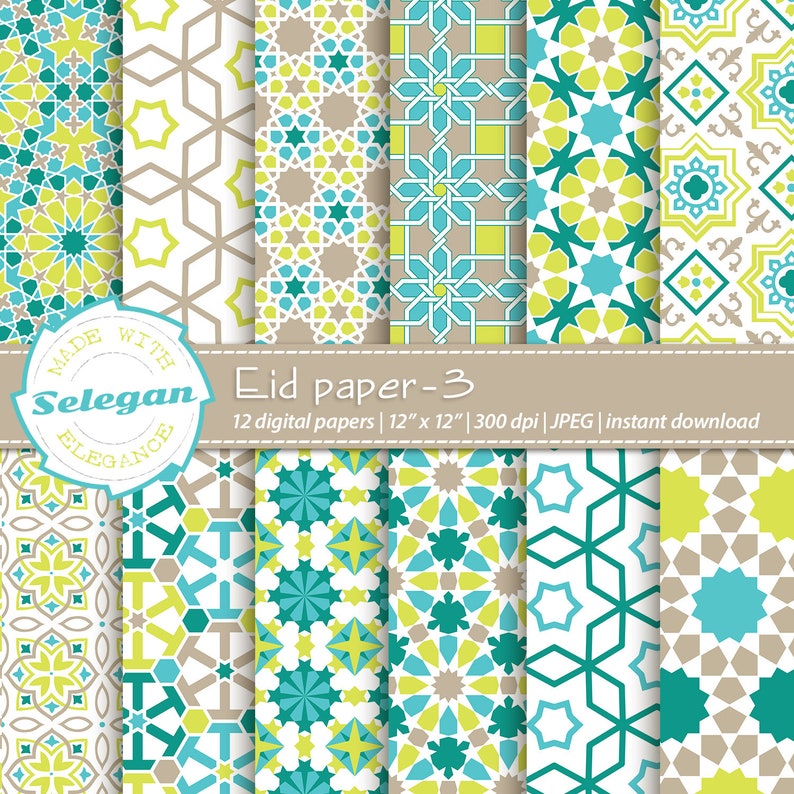 Eid Paper-3 Arabic Pattern Islamic Pattern Ramadan Paper  