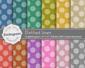 Dotted Linen, Digital Paper, Printable Scrapbooking Paper, 12x12, Printable, Polkadot Pattern, Linen, Texture, Dot, Background