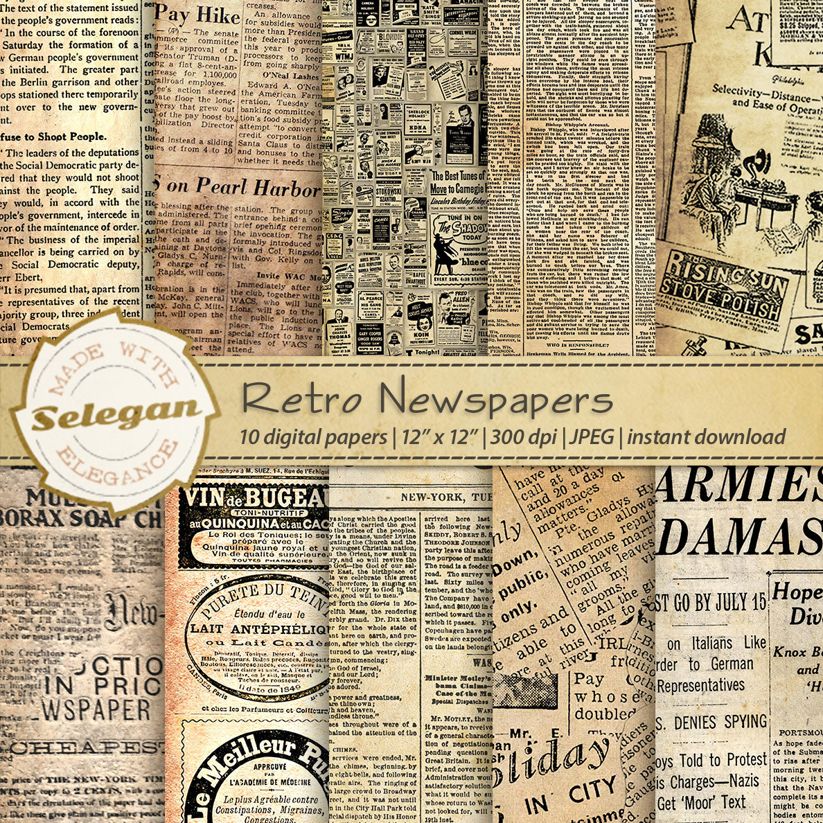 Retro Newspapers antique old vintage worn classic news paper Etsy