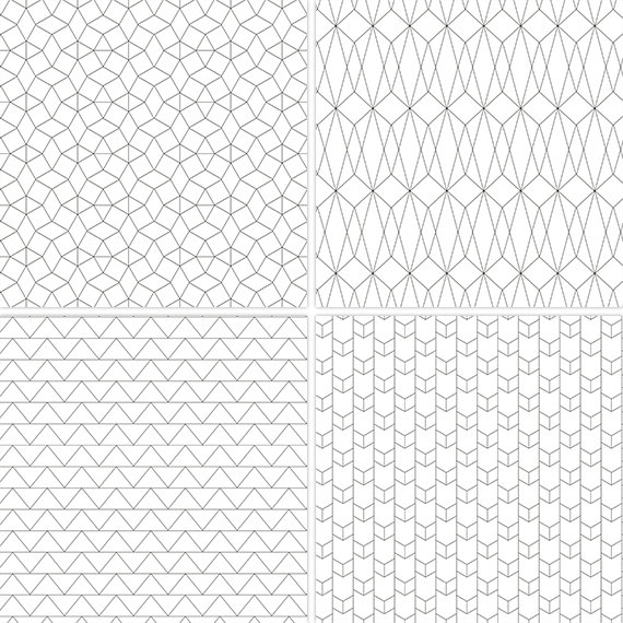 LINE ART PATTERNS Digital Printable Geometric Patterns for Scrapbook ...