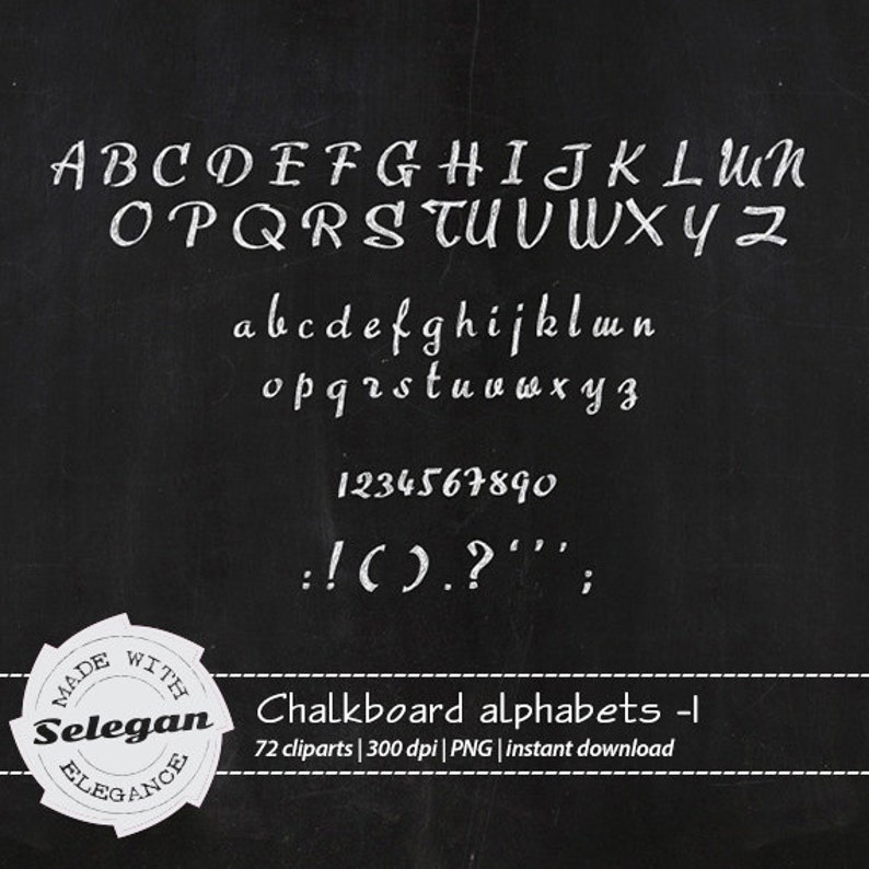 CHALKBOARD ALPHABETS 1 , Alphabet Letters, Alphabet Clip Art, Hand