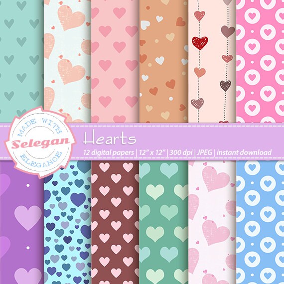 Heart Decoration Heart Digital Scrapbook Paper Etsy