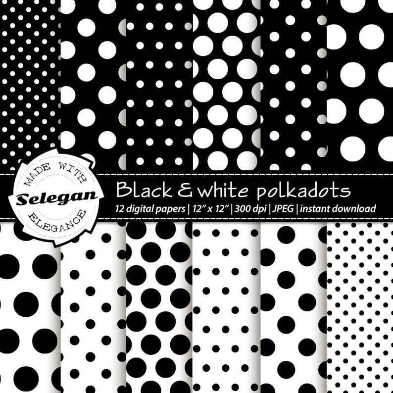 Polka dot backdrop Black and White Polkadots | Etsy