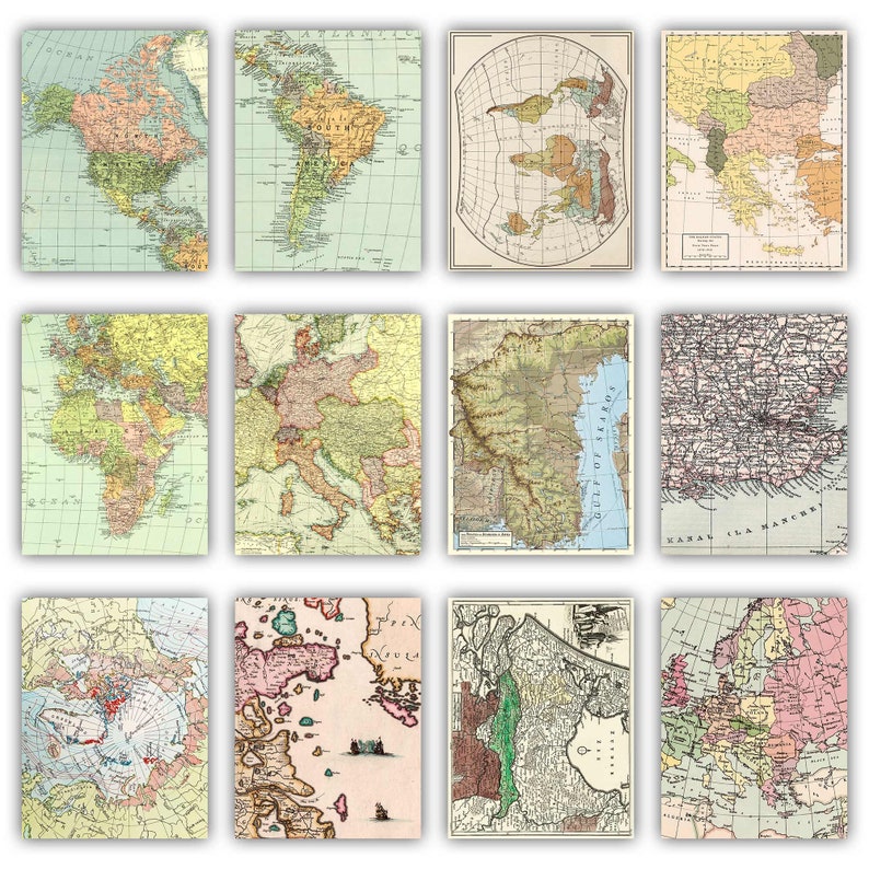 VINTAGE MAPS 8.5X11 Inch Letter Size High Resolution Old Map Diagram ...