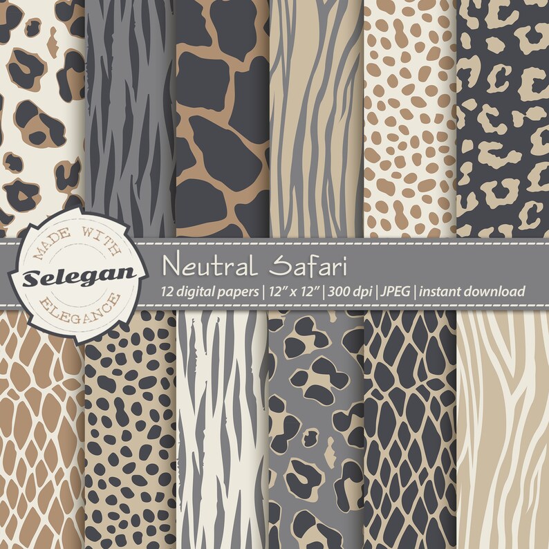 wild skin tone pattern wild animal fur texture digital printable scrapbook paper background Neutral Safari