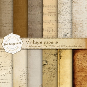 VINTAGE PAPERS - antique paper texture, old historic paper pattern, scrapbook backdrop digital paper