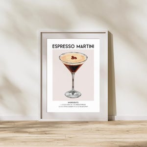 Expresso martini cocktailrecept print – barwagenkunst, decoratie thuisbar, retro cocktailmuurkunst (digitale download)