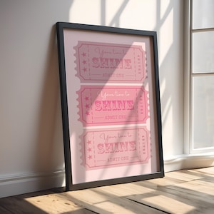 Coquette Pink Ticket Print – Cute Girly Wall Art  - Made to order