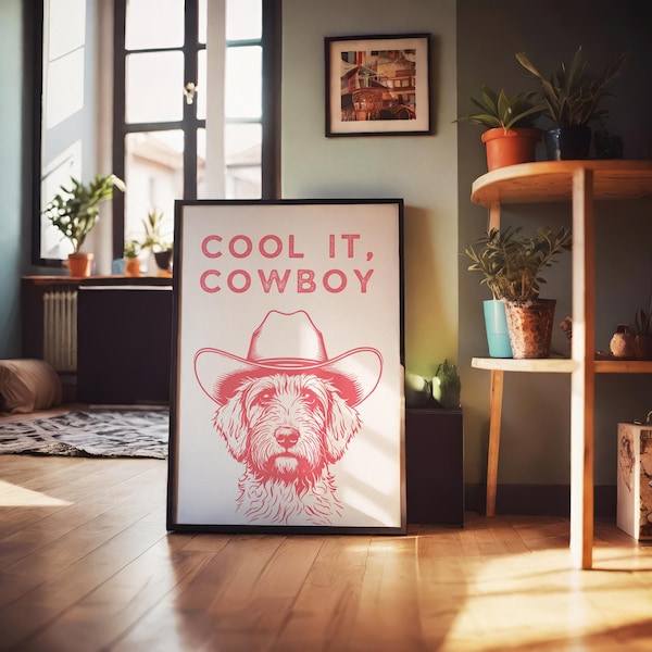 Coquette Pink Cool it Cowboy Print – Cute Girly Wall Art  - Made to order