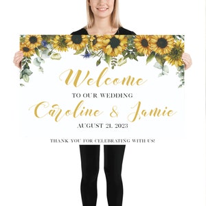 Sunflower Welcome Sign, Summer Welcome to the Wedding Sign, Floral Welcome Sign Banner, Decoration