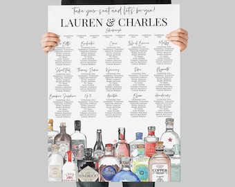 Gin-credible Wedding Seating Chart, Gin Bottle Wedding Stationery, Gin Table Plan Wedding Sign, Wedding Favors Signs, Wedding Reception