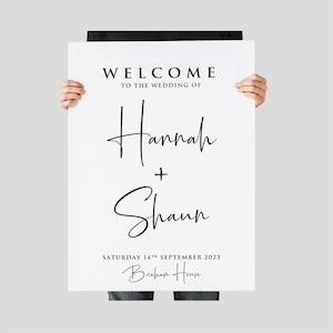 Wedding Welcome Sign, A1 Wedding Sign, Calligraphy Wedding Signage, Personalised Modern Welcome Sign, Custom Sign,
