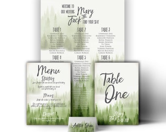 Personalised Forest Tree Outdoor Woodland Natural Wedding Table Seating Plan Chart