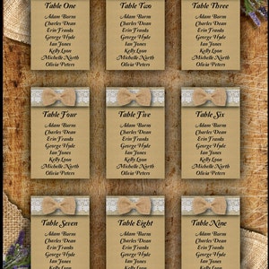 Burlap & Bunting Wedding Table Seating Plan Chart Poster Print Canvas A1 A2 A3