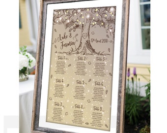 Rustikale Hochzeitstafel, Tischplan Hochzeit Willkommensschild, rustikales Hochzeitsdeko