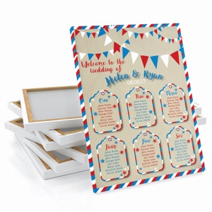Personalised Vintage Bunting Wedding Table / Seating Plan Large Print OR Canvas A1 A2 A3