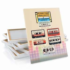 Retro Record Audio Cassette - Band Trouwtafel / Zitplan Grote print OF Canvas A1 A2 A3