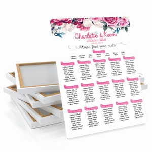 Personalised Rose Flowers Wedding Table / Seating Plan Large Print OR Canvas A1 A2 A3