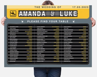 Airport Wedding Seating Plan, Destination Wedding Seating Chart. Travel Wedding Sign, World Wedding Table Plan
