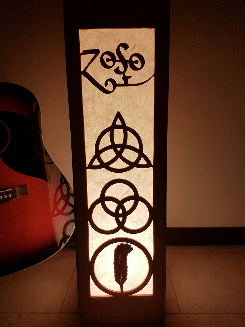 Led Zeppelin Lamp 4 Symbols and Icarus Plywood and Ricepaper Etsy