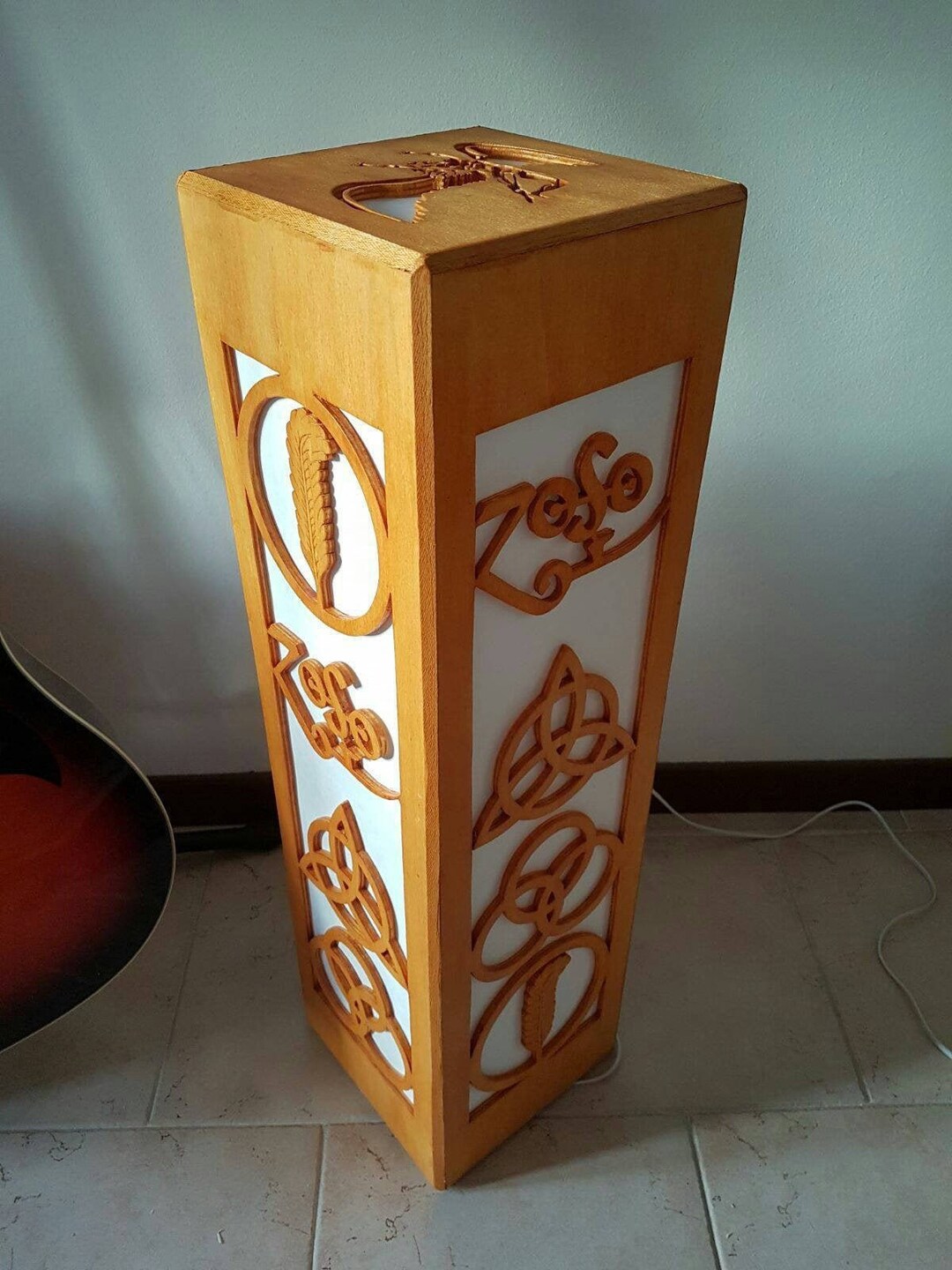 Led Zeppelin Lamp 4 Symbols and Icarus Plywood and Ricepaper Etsy