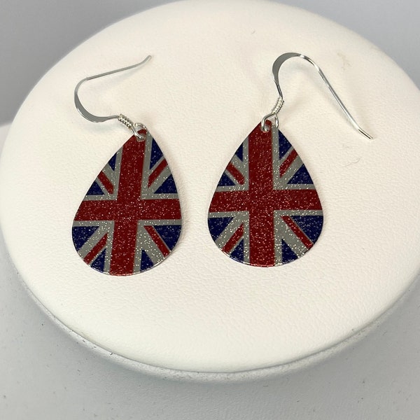 Union Jack Earrings, Kings Coronation Jewellery, British Patriotic Accessories, King Charles 111, Eurovision Song Contest, Dangle Drop