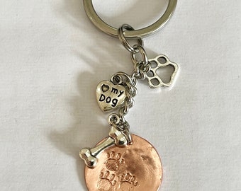 Dog Lover Keyring, Dog Mum KeyChain, Dog owner Gift idea, HandBag Charm, Backpack Bag Charm, Copper and Steel Key Ring