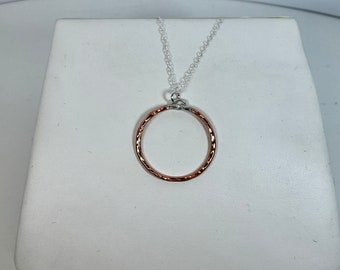 Hammered Copper Necklace, Textured Copper Pendant, 7th Anniversary gift, Shiny Copper Pendant, Gift for Her, Gift for Wife, Gift for Him