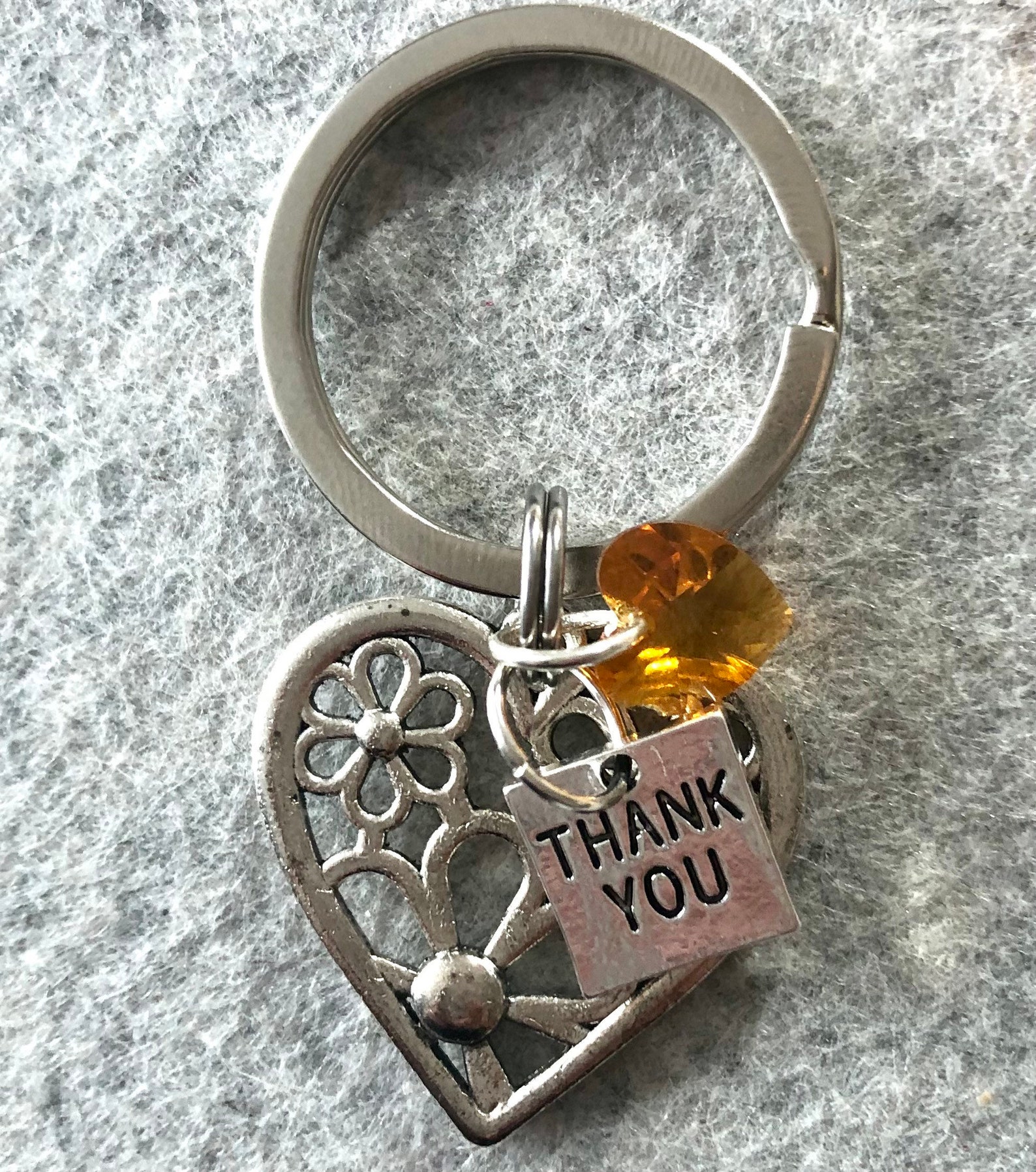 Thank You Steel Keyring Key Chain/Heart Thank You Gift/Small Etsy