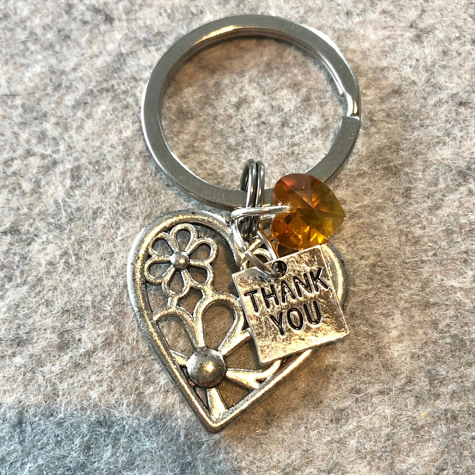 Thank You Steel Keyring Key Chain/Heart Thank You Gift/Small Etsy