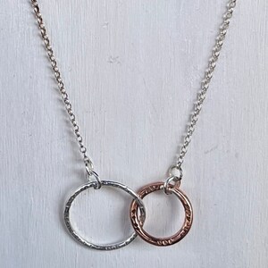 Circle of Light Neckace, Sterling Silver & Copper Necklet