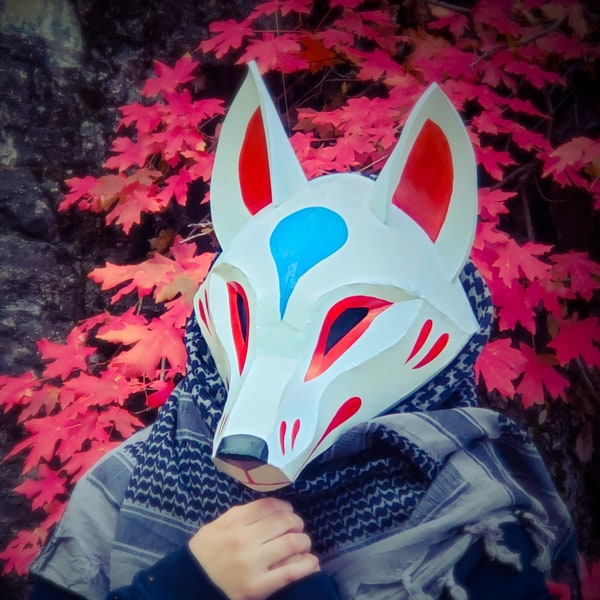 Modèle numérique de masque de renard Kitsune pour mousse EVA avec tutoriel vidéo