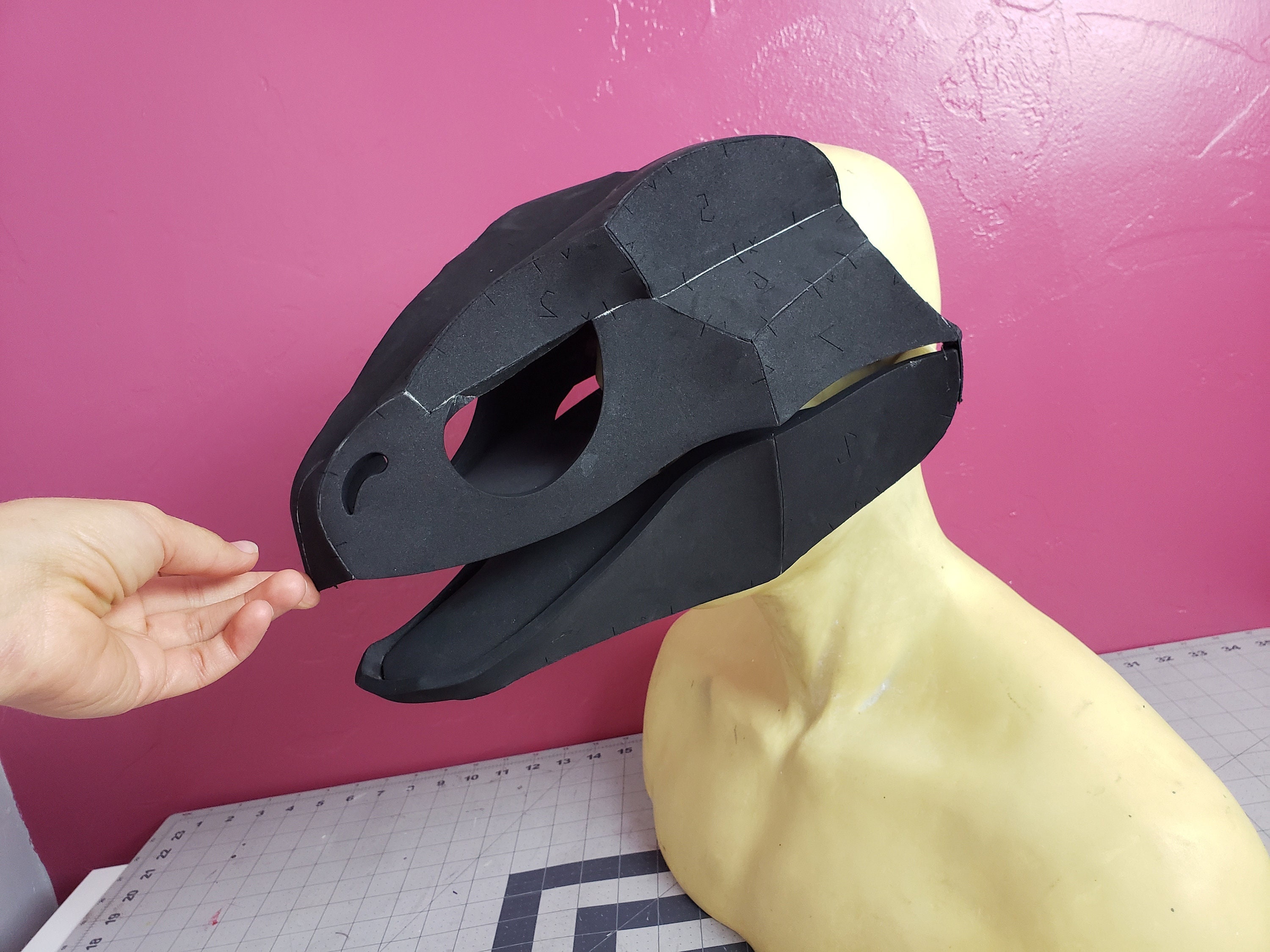 Raptor foam head base for costumes, mascots and fursuits. – Runaway Workshop