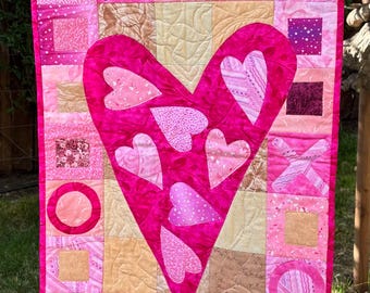 Valentine Heart XOs Quilted Wall Hanging