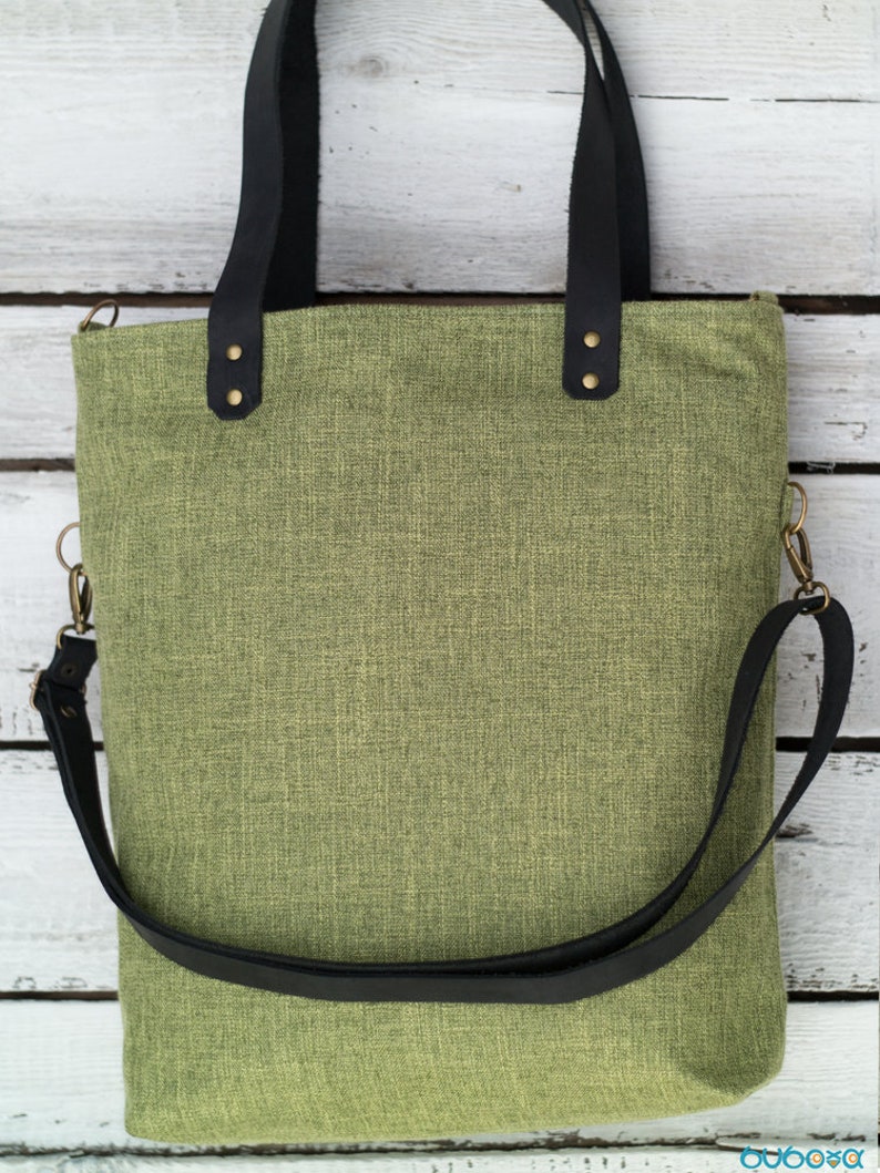 Olive Handbag With Leather Straps Etsy